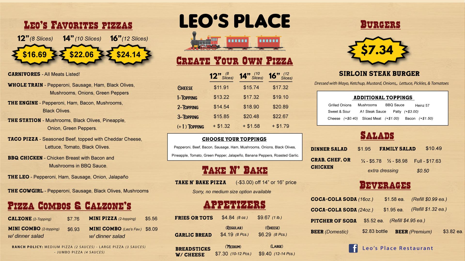 Leo's Place Restaurants Menu image 3